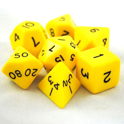 Giant 34mm Opaque Yellow RPG Dice Set